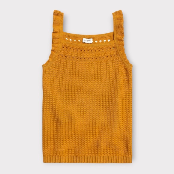 J. Crew Tops - J Crew ruffle trim crochet sweater tank deep yellow